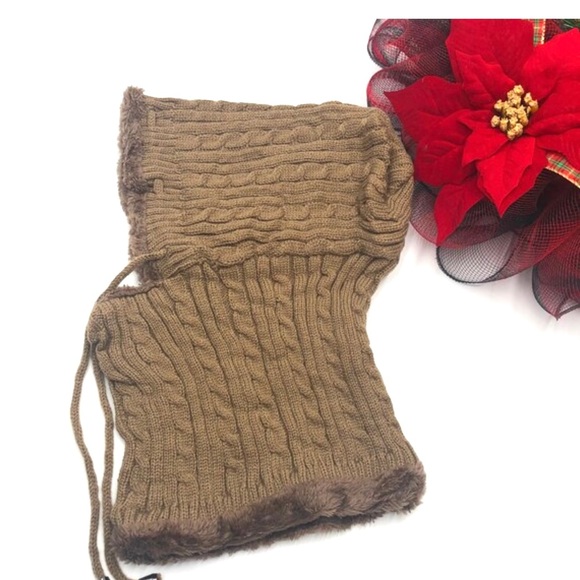 New Winter Unisex Knit Hoodies Scarf With Fur Hats, light brown - Picture 7 of 10